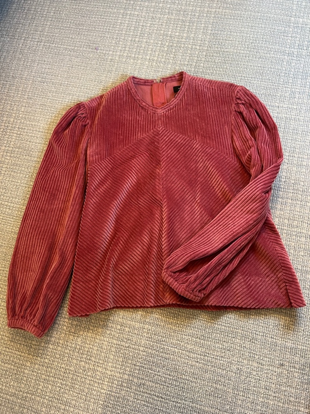Isabel Marant Ribbed Velvet Long-Sleeve Top in Dusty Rose